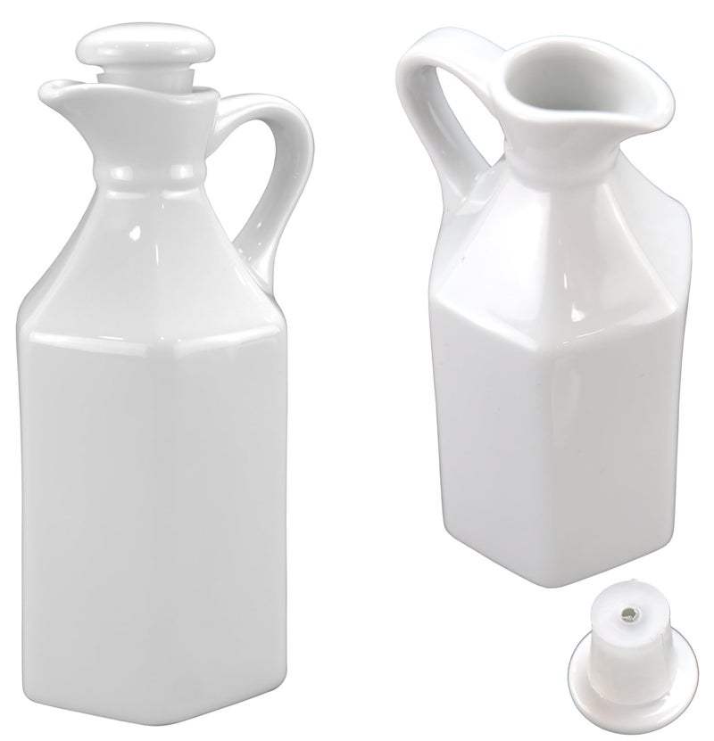 Iconikal Oil Cruet Set of 2 7Ounce Ceramic with Lid for Olive Oil Vinegar Syrup Dressings Sauce Pouring - Image 2