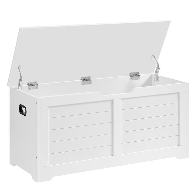 VASAGLE VASAGLE Storage Chest Storage Bench with 2 Safety Hinges Farmhouse Style 157 x 394 x 181 Inches for Entryway Bedroom Living Room Cloud White ULSB061T10