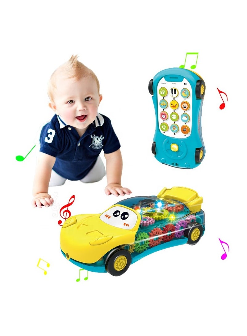 Toyland Children's 2 in 1 Transparent Gear Car Early Education Toy Mobile Phone Car with Light and Music - Image 5