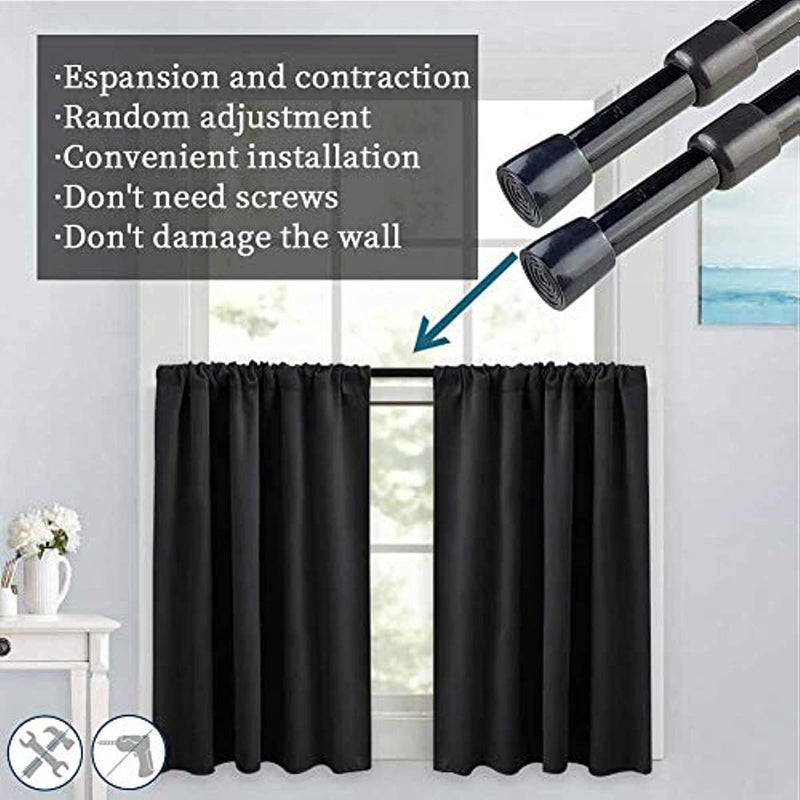 Blu-Pier Tech 2 Pack Spring Tensions Rods Steel Adjustable Length Curtain Rod, 28-43 Inches (Black) - Image 4