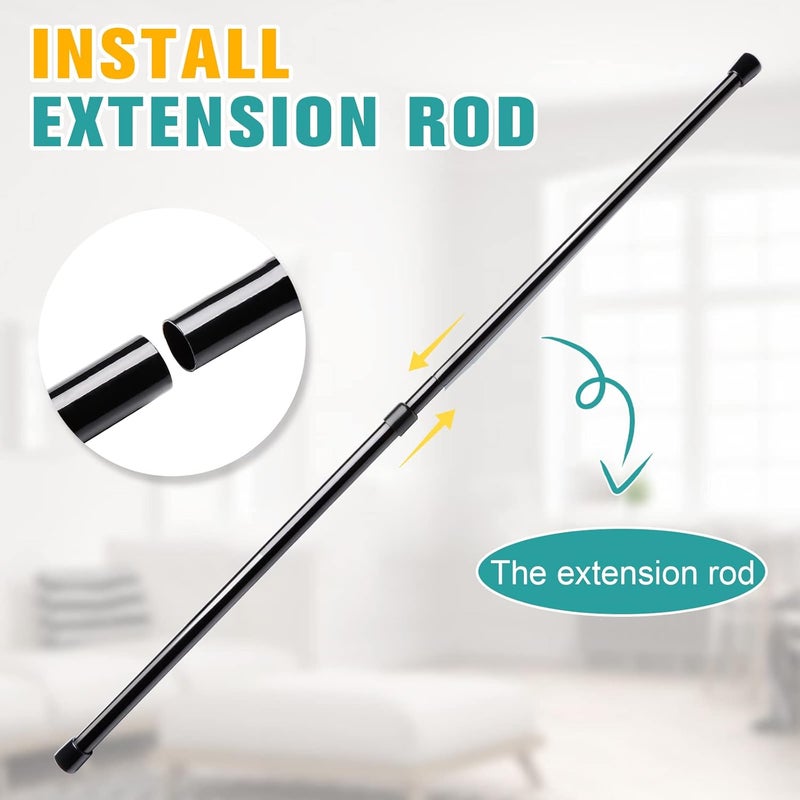Blu-Pier Tech 2 Pack Spring Tensions Rods Steel Adjustable Length Curtain Rod, 28-43 Inches (Black) - Image 5