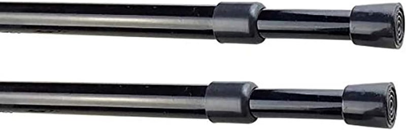 Blu-Pier Tech 2 Pack Spring Tensions Rods Steel Adjustable Length Curtain Rod, 28-43 Inches (Black) - Image 1