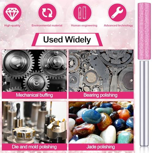 Chumia 30 Pcs High Hardness Titanium Diamond Chainsaw Sharpener Stone Bit Bulk Chain Electric Chainsaw Sharpening Wheels Kit 3 Size Plated Grinding Tool, 5/32, 3/16, 7/32 Inch (Pink) - Image 2