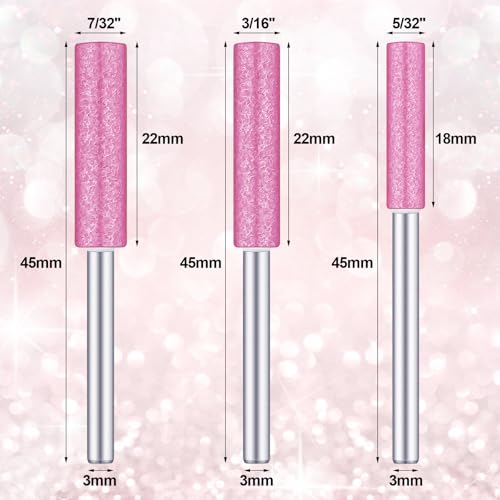 Chumia 30 Pcs High Hardness Titanium Diamond Chainsaw Sharpener Stone Bit Bulk Chain Electric Chainsaw Sharpening Wheels Kit 3 Size Plated Grinding Tool, 5/32, 3/16, 7/32 Inch (Pink) - Image 3