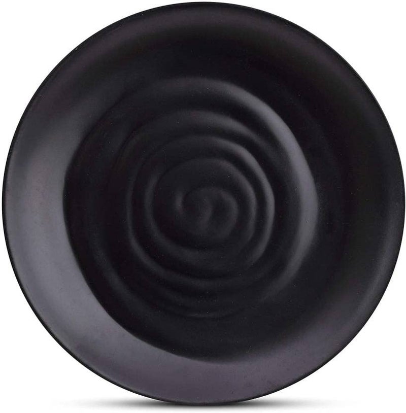 Everbuy® Spiral Black Quarter Dinner Plates Melamine Chapati Plates Set of 12 pcs (Quarter 8 Inch) - Image 1