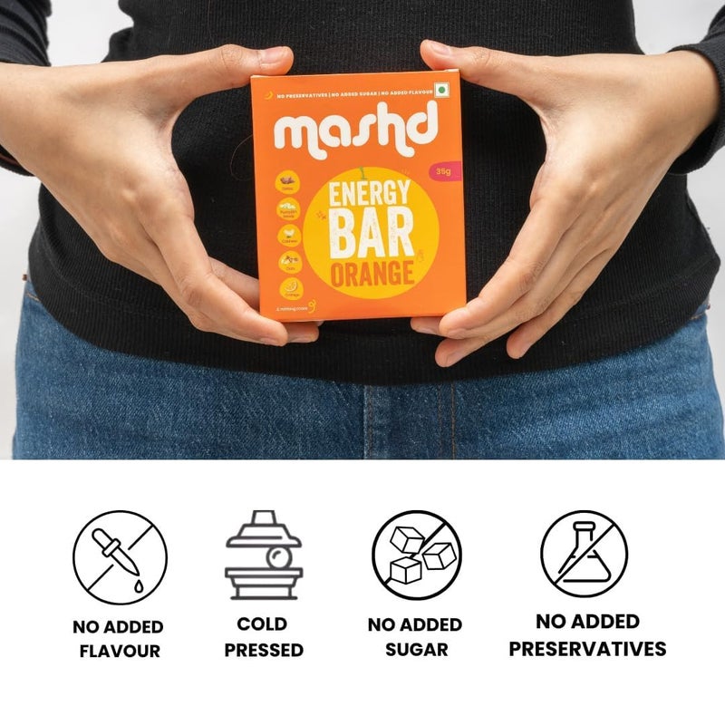 Mashd Energy Bars Orange (Pack of 3 x 35g) | No Added Sugar | No Added preservative | No Added flavour | Healthy Wholesome Natural Snack - Image 4