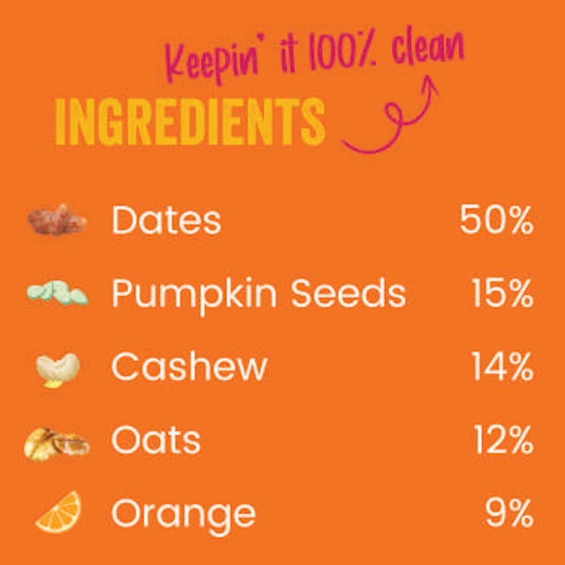 Mashd Energy Bars Orange (Pack of 3 x 35g) | No Added Sugar | No Added preservative | No Added flavour | Healthy Wholesome Natural Snack - Image 5