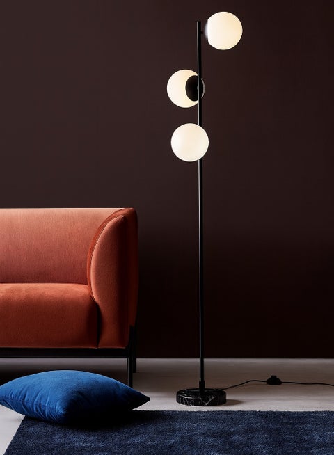 Black Globo di vetro floor lamp  - 3 globes