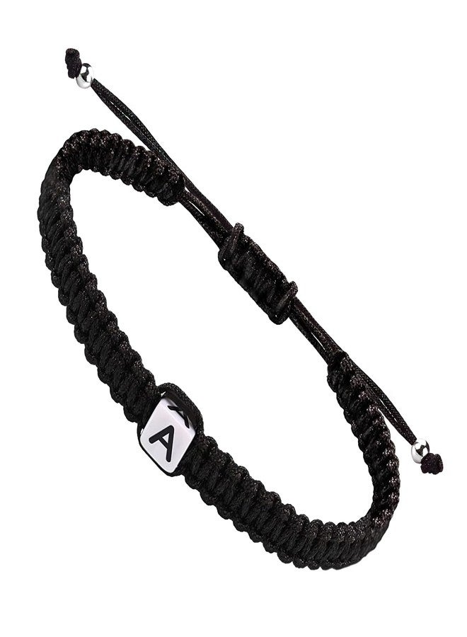 SUMMER LOVE Initial Bracelets for Couples Women Men Initial Charm Handmade Rope Braided Letter Bracelet for Teen Girls Boys Adjustable Jewelry Christmas Gifts for Him Her (A) - Image 1
