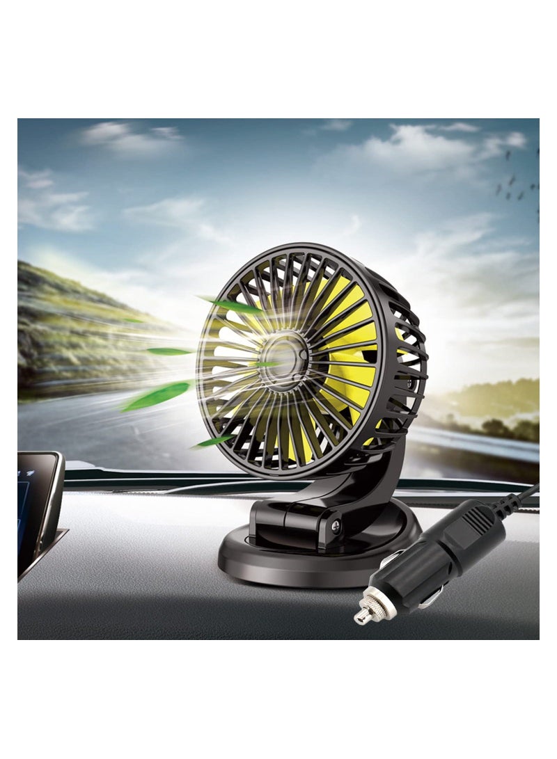 MUNTAQI Car Cooling Fan for Vehicle Interiors, Cigarette Lighter Powered 12V Cooling Air Circulator for Autos 360 Degree Adjustable Automobile Fan Low Noise Vehicle Fan for Car Truck Van SUV RV Boat - Image 1