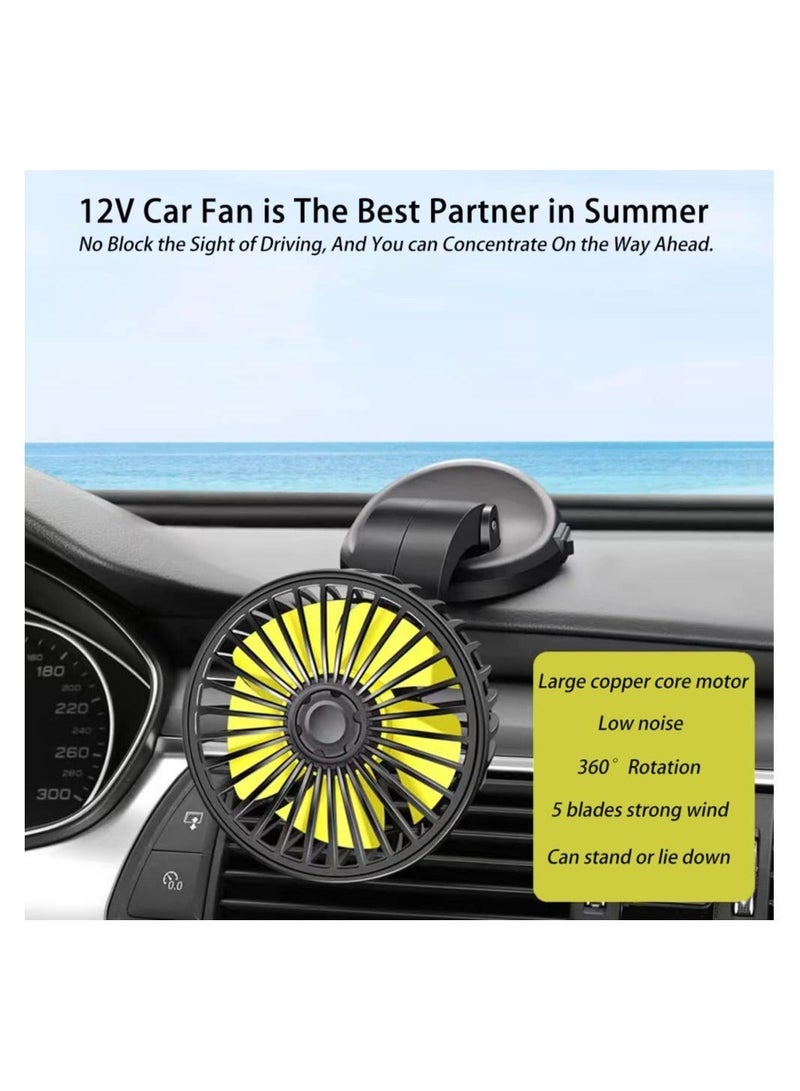 MUNTAQI Car Cooling Fan for Vehicle Interiors, Cigarette Lighter Powered 12V Cooling Air Circulator for Autos 360 Degree Adjustable Automobile Fan Low Noise Vehicle Fan for Car Truck Van SUV RV Boat - Image 2
