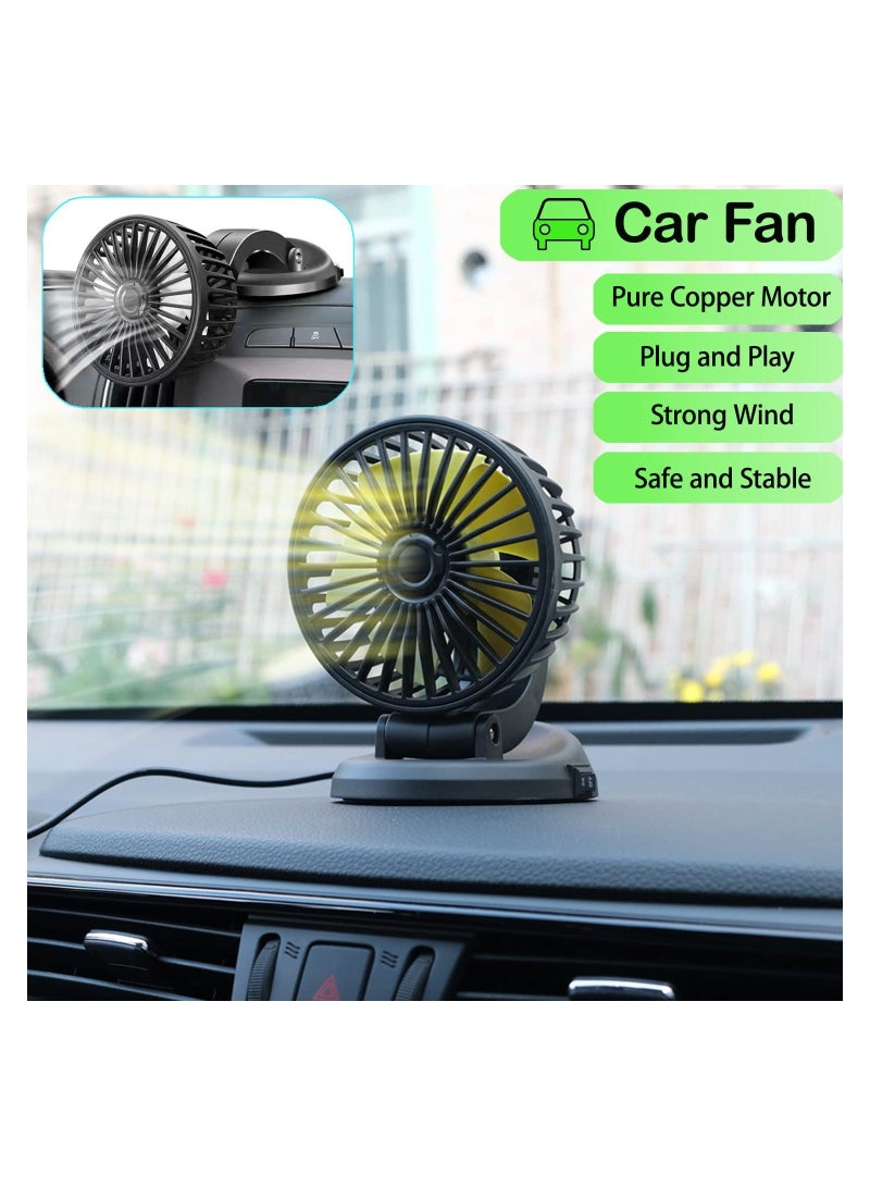 MUNTAQI Car Cooling Fan for Vehicle Interiors, Cigarette Lighter Powered 12V Cooling Air Circulator for Autos 360 Degree Adjustable Automobile Fan Low Noise Vehicle Fan for Car Truck Van SUV RV Boat - Image 5