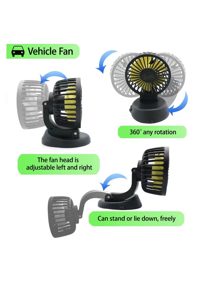 MUNTAQI Car Cooling Fan for Vehicle Interiors, Cigarette Lighter Powered 12V Cooling Air Circulator for Autos 360 Degree Adjustable Automobile Fan Low Noise Vehicle Fan for Car Truck Van SUV RV Boat - Image 3