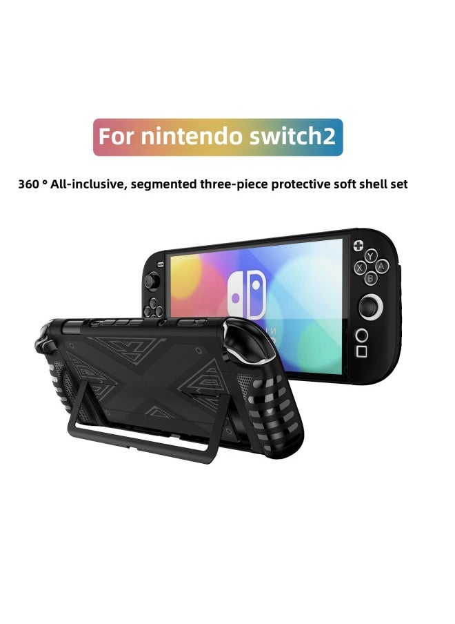 Generic For Nintendo Switch 2 Game Console Protective Case TPU PC Split NS Protective Case Accessories-Product Color:Black-Model:Switch 2 X Pattern  - Image 1