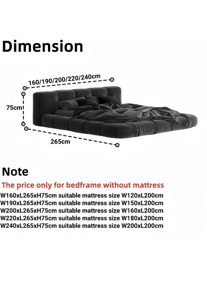 LUXURY LUXE Luxury Luxe Black Velvet King Queen Bed Frame Without Mattress - Modern Upholstered Bed Base (120-200cm)  - Image 2