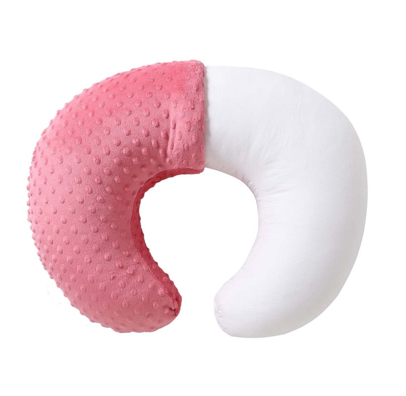 QUENESS Nursing Pillow and Positioner, Breastfeeding, Bottle Feeding, Baby Sitting Support with Removable Ultra Soft Cover, Tummy Time Support for Baby Boys and Girls (StrawberryRed) - Image 1