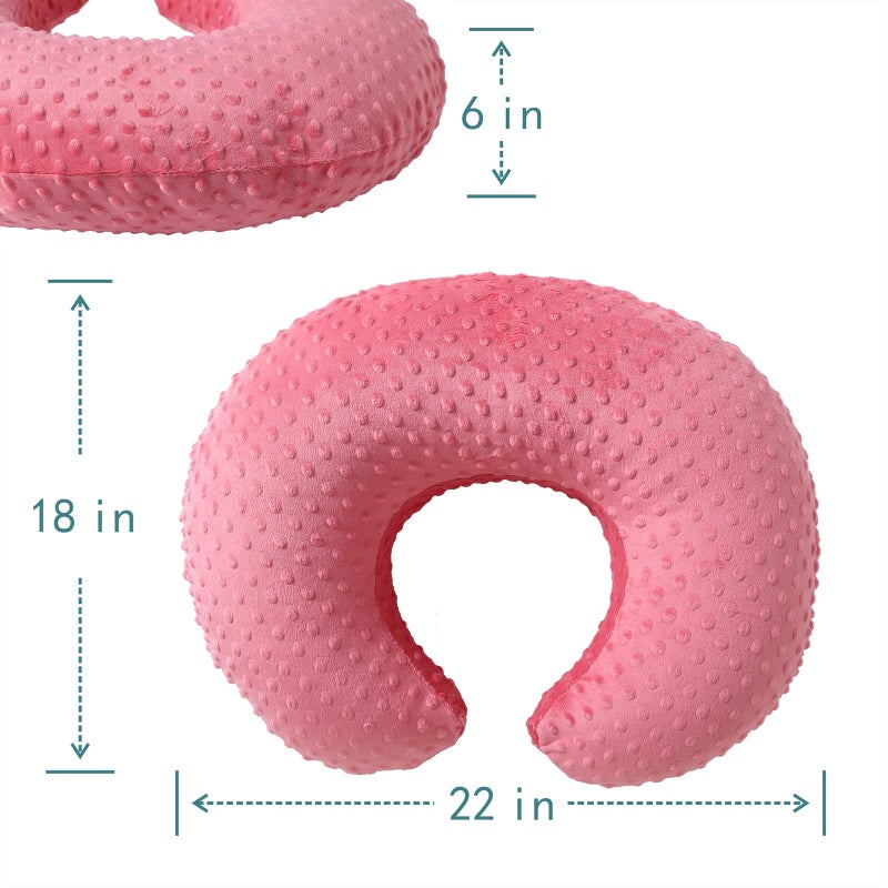 QUENESS Nursing Pillow and Positioner, Breastfeeding, Bottle Feeding, Baby Sitting Support with Removable Ultra Soft Cover, Tummy Time Support for Baby Boys and Girls (StrawberryRed) - Image 5