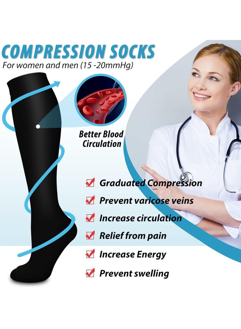 Copper Compression Socks for Men & Women - Ultimate Support for Nurses, Runners, Hikers, and Recovery (6 Pairs, Size L/XL) - Image 3