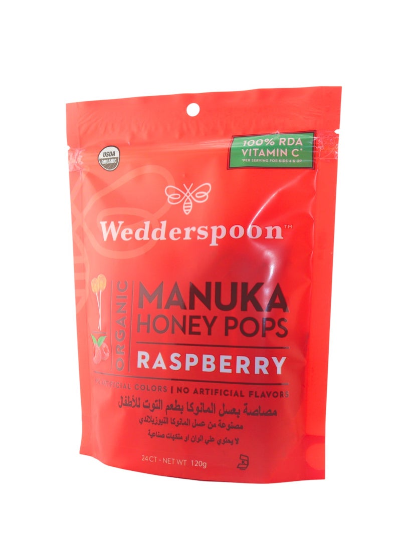 Wedderspoon MANUKA HONEY LOLIPOPS RASPERRY 24 PCS  - Image 1
