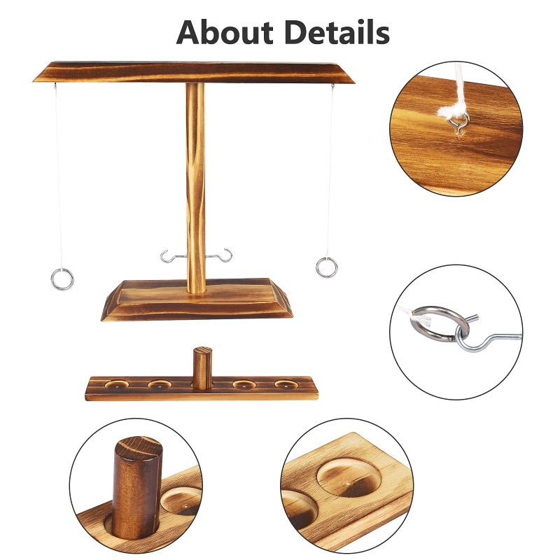 Bestdon Ring Toss Games for Adults, Fast-Paced Interactive Toss Games with Shot Ladder Bundle, Outdoor Indoor Handmade Wooden Hook and Ring Game for Bars, Home, Large - Image 4