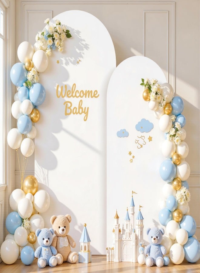 Suppromo White Photo Arch Backdrop Cover Set of 2 Spandex 7.2 and 6ft White Arch Covers Stretchy Backdrop Wedding Balloon Arch Stand Covers for Birthday Party Baby Shower Bridal Shower Arches Background - Image 3