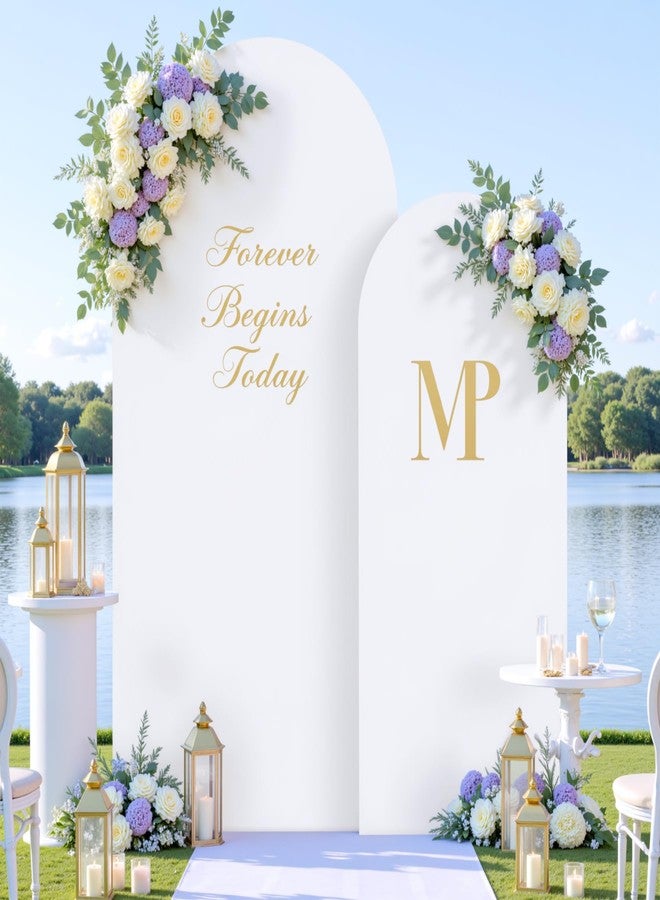 Suppromo White Photo Arch Backdrop Cover Set of 2 Spandex 7.2 and 6ft White Arch Covers Stretchy Backdrop Wedding Balloon Arch Stand Covers for Birthday Party Baby Shower Bridal Shower Arches Background - Image 4