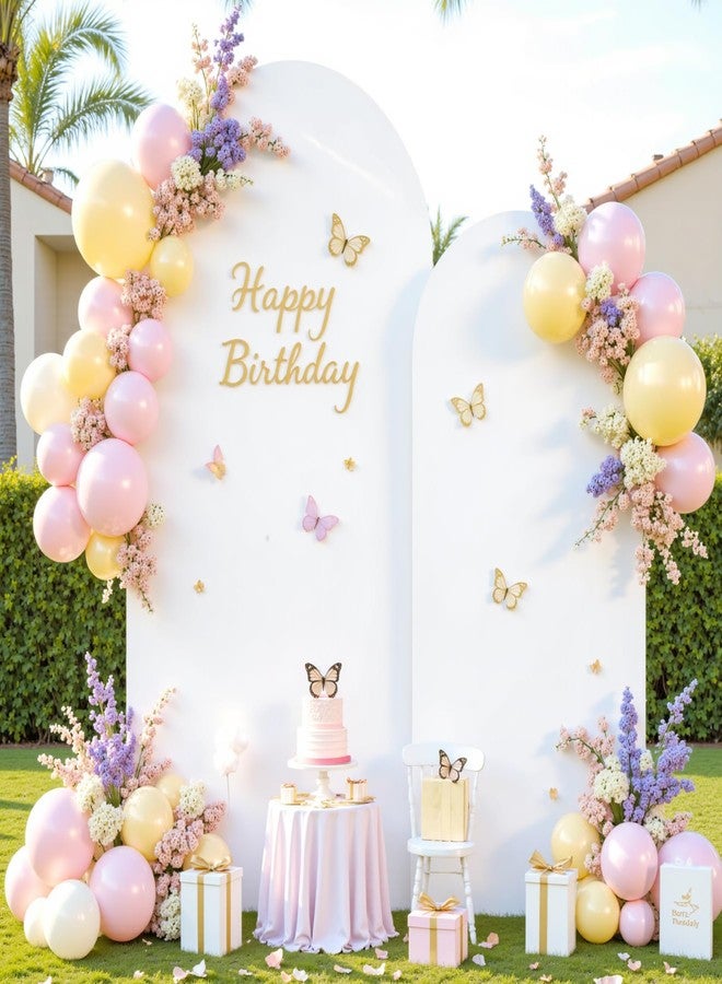 Suppromo White Photo Arch Backdrop Cover Set of 2 Spandex 7.2 and 6ft White Arch Covers Stretchy Backdrop Wedding Balloon Arch Stand Covers for Birthday Party Baby Shower Bridal Shower Arches Background - Image 2