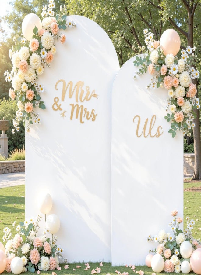 Suppromo White Photo Arch Backdrop Cover Set of 2 Spandex 7.2 and 6ft White Arch Covers Stretchy Backdrop Wedding Balloon Arch Stand Covers for Birthday Party Baby Shower Bridal Shower Arches Background - Image 1