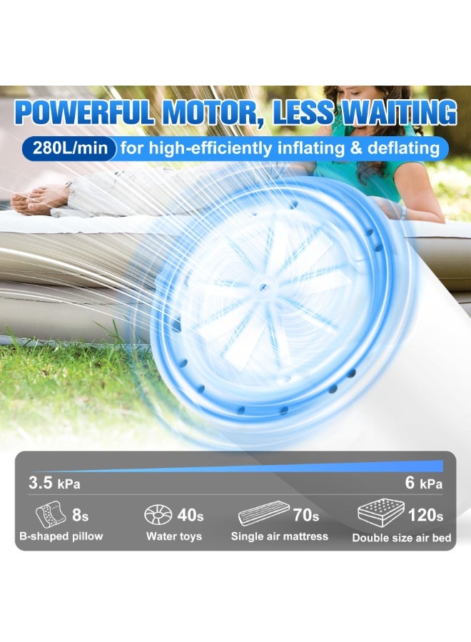 Hihonor Portable Mini Air Pump for Inflatables, 2000mAh USB-C Rechargeable Electric Inflator Air Pump with 5 Nozzles, 4KPa Ultra-Fast Inflation/Deflation Tiny Air Pumps for Pool Floats, Air Mattress - Image 2