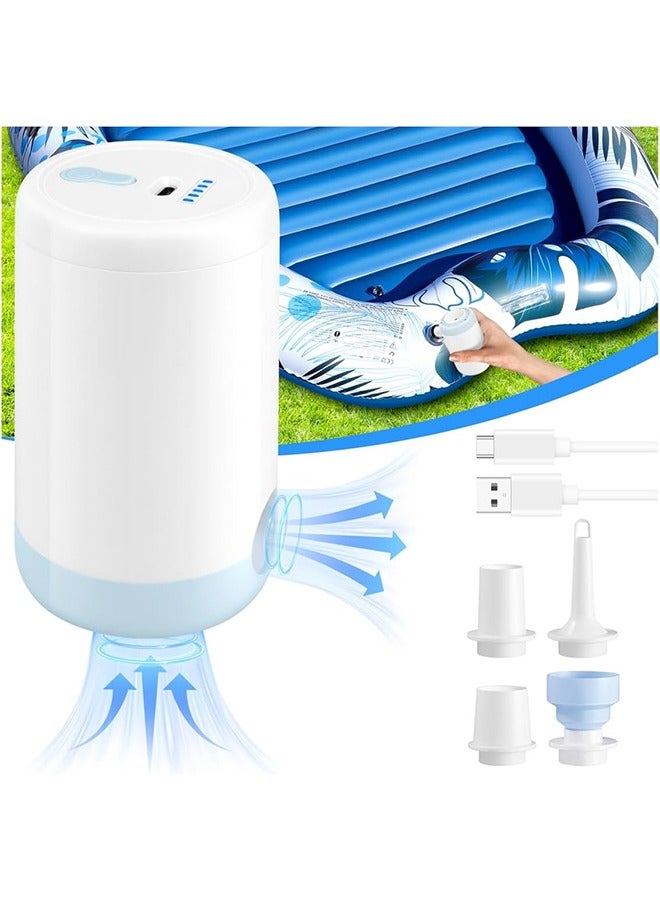 Hihonor Portable Mini Air Pump for Inflatables, 2000mAh USB-C Rechargeable Electric Inflator Air Pump with 5 Nozzles, 4KPa Ultra-Fast Inflation/Deflation Tiny Air Pumps for Pool Floats, Air Mattress - Image 1