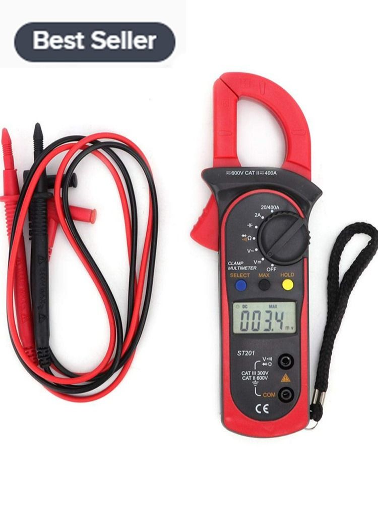 HOMESTAR Digital Clamp Meter, ST200 4000 Counts Multimeter Voltage Tester Amp Measuring AC DC Current Resistance Capacitance Diodes Frequency Continuity (Red)  - Image 1