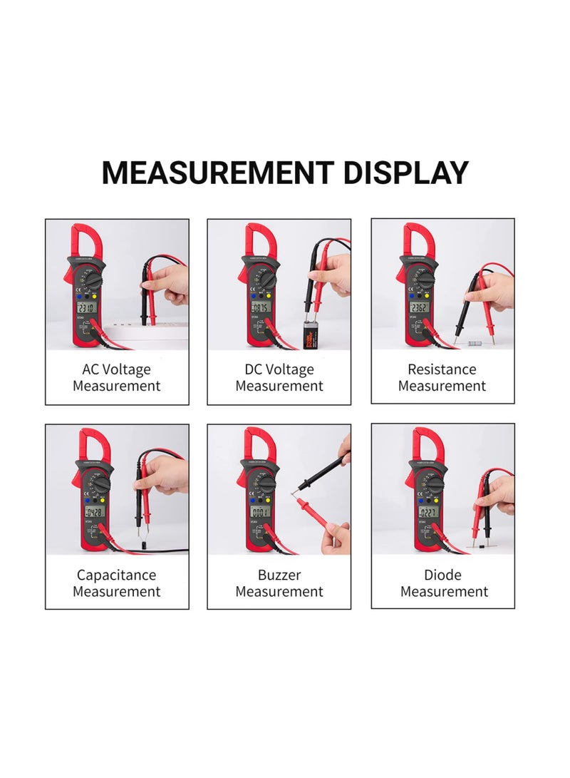 HOMESTAR Digital Clamp Meter, ST200 4000 Counts Multimeter Voltage Tester Amp Measuring AC DC Current Resistance Capacitance Diodes Frequency Continuity (Red)  - Image 4