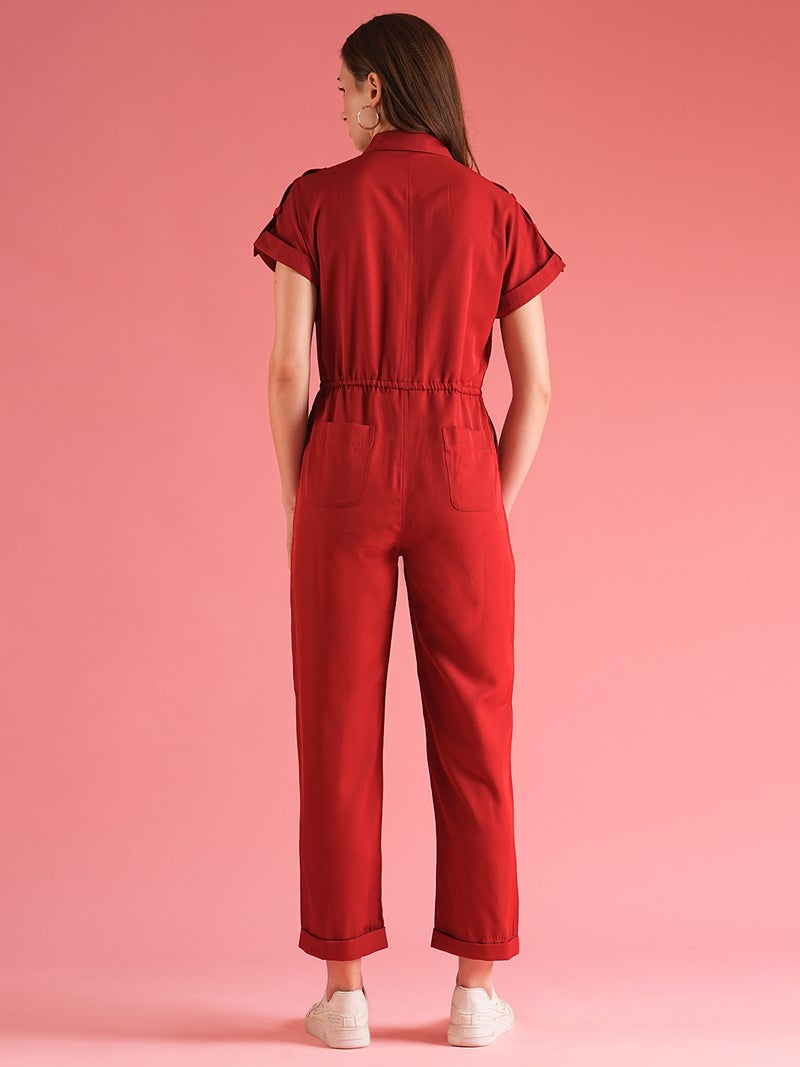 globus Globus Women Shirt Collar Basic Jumpsuit - Image 3