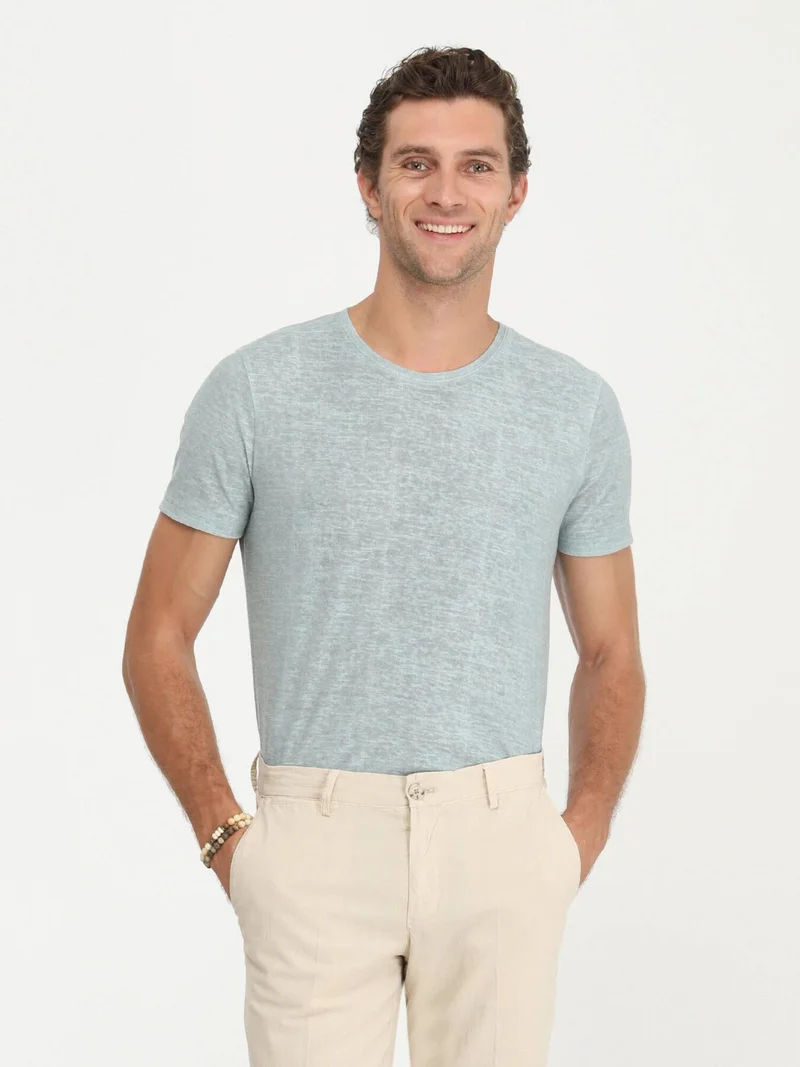 كيب Dark Mint Printed Crew Neck Cotton Blend T-Shirt