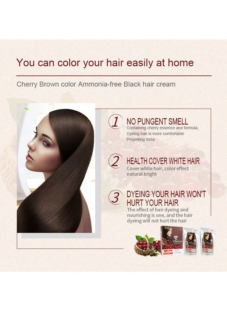 XiuWoo - Mokeru Cherry Color Cream Ammonia Free Hair Color Cream,Lead Free Non Toxic No Stimulation 500ml+500ml(Dark Brown) - Image 1