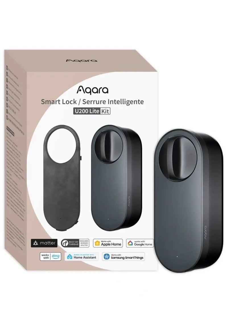 أكارا مجموعة قفل Aqara الذكي U200 Lite، دخول سهل إلى الباب بدون مفتاح بلون أسود مطفي - Image 1