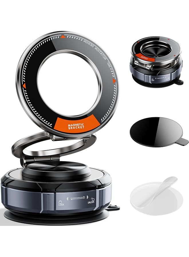 S-TOP Upgraded Suction Cup Phone Car Mount 360° Zinc Alloy Phone Stand Vacuum Magnetic Car Holder for  Mount 98 LBS Ultra Accessories for iPhone 17 16 15 14 13 12 Android - Image 1