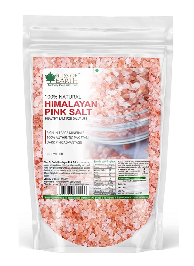 BLISS OF EARTH 500gm Granular Pakistani Himalayan Pink Salt Non Iodized For Weight Loss & Healthy Cooking Natural Substitute Of White Salt  - Image 1