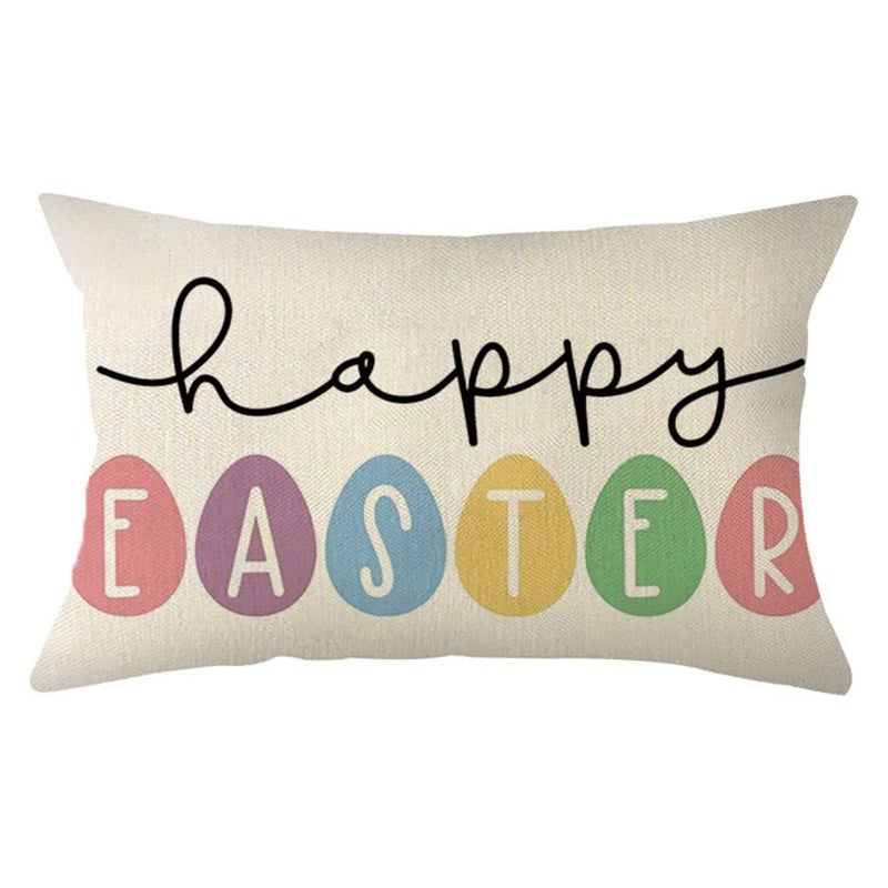 Ogiselestyle Ogiselestyle Happy Easter Egg Throw Pillow Cover  12 x 20 Inch Spring Bunny Egg Holiday Party Cushion Case Decoration for Sofa Couch