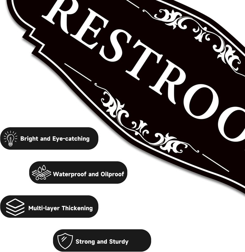 LUHIMO Restroom Sign for Business and Home，Self-adhesive Unisex Bathroom Sign Sticker，Waterproof Vinyl Toilet Decor for House，Office，Shop，Door（Black） - Image 3
