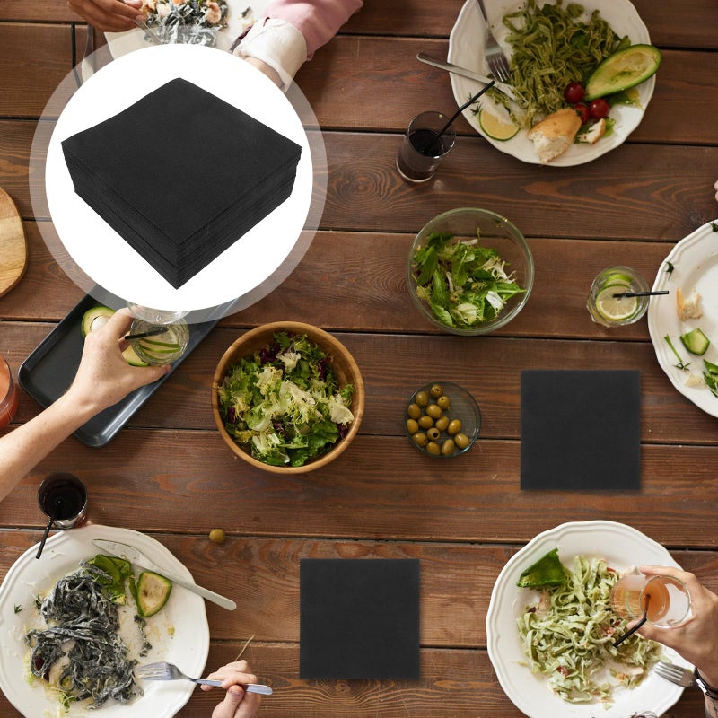 Disposable Black Paper Napkins 50Pcs 25X25Cm Premium Dust Free For Wedding Party Restaurant - Image 4