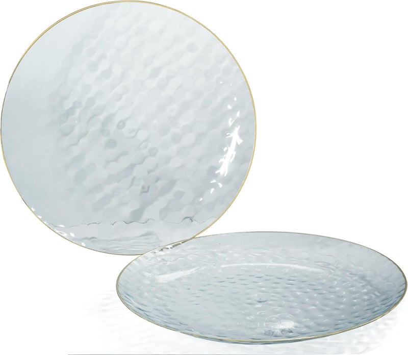 OCCASIONS FINEST PLASTIC TABLEWARE " OCCASIONS " 240 Plates Pack,(120 Guests) Heavyweight Premium Disposable Plastic Plates Set -120 x 10'' Dinner + 120 x 7'' Salad / Dessert (Coastal Clear & Gold) - Image 2