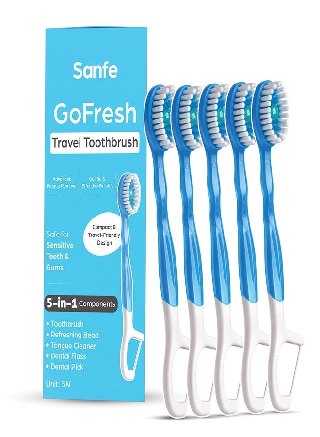 Sanfe GoFresh 5-in-1 Travel Toothbrush - Pack of 5 | Lightweight & Easy to Handle | Compact & Hygienic Design - Image 1