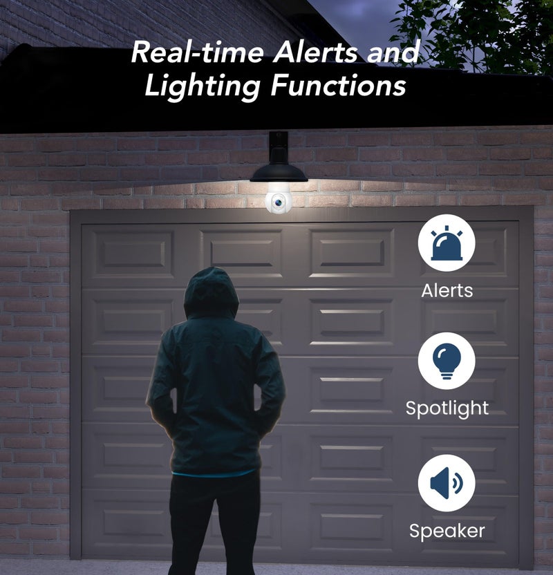 GNCC 2K Light Bulb Security Camera, 2.4GHz Only, 355Â° Wireless Outdoor Camera, Full-Color Night Vision, Motion Detection, Easy Install, Local & Cloud Storage Requires Subscription (1-Pack, White) - Image 4