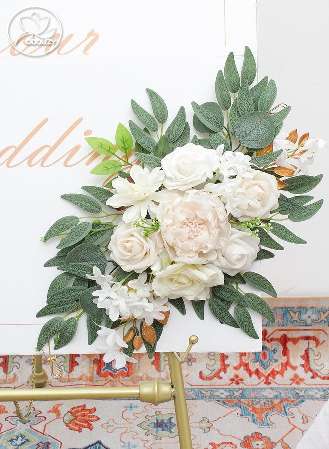 Odouzy Pack of 2 Wedding Arch Flowers, Faux Flowers, Wisteria Hanging Flowers, Flower Garland Be Suited to Aisle Decorations for Wedding Ceremony,Wedding Arches for Ceremony,Wedding Arch (White) - Image 5