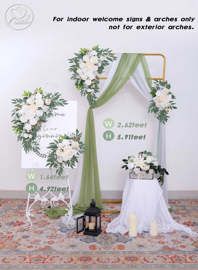 Odouzy Pack of 2 Wedding Arch Flowers, Faux Flowers, Wisteria Hanging Flowers, Flower Garland Be Suited to Aisle Decorations for Wedding Ceremony,Wedding Arches for Ceremony,Wedding Arch (White) - Image 3