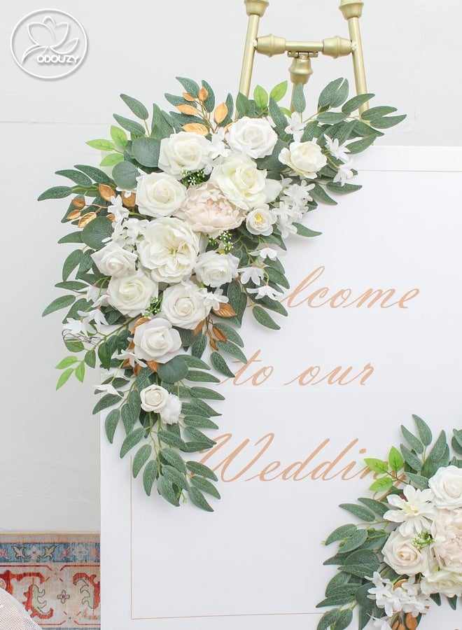 Odouzy Pack of 2 Wedding Arch Flowers, Faux Flowers, Wisteria Hanging Flowers, Flower Garland Be Suited to Aisle Decorations for Wedding Ceremony,Wedding Arches for Ceremony,Wedding Arch (White) - Image 4