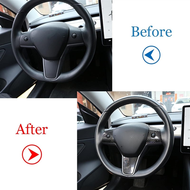 Wivplex Carbon Fiber Steering Wheel Cover Trims for Tesla Model 3 - Image 3