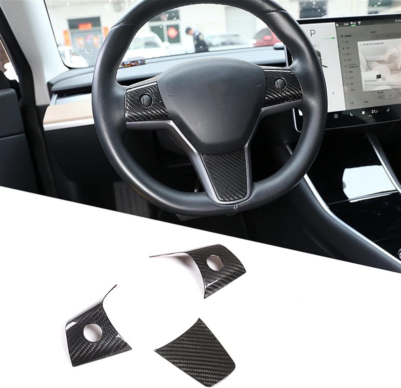 Wivplex Carbon Fiber Steering Wheel Cover Trims for Tesla Model 3 - Image 4