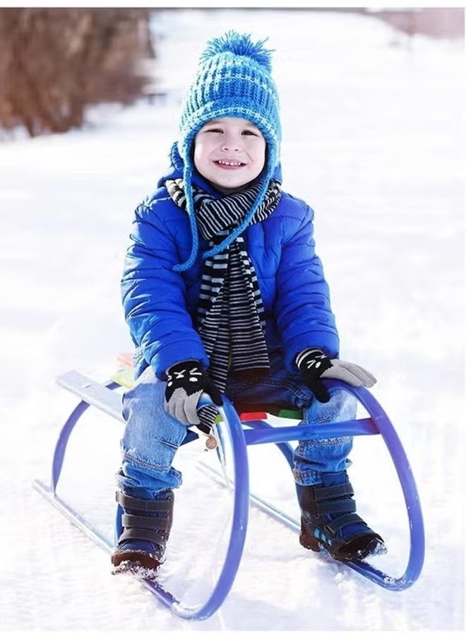 2 Pairs Kids Winter Gloves Warm Knitted Soft Gloves Cute Cat Thermal Full Fingers Stretch Gloves Outdoor School Costume Daily Wearing for Boys Girls 3-8 Years Old (Black+Pink) - Image 4